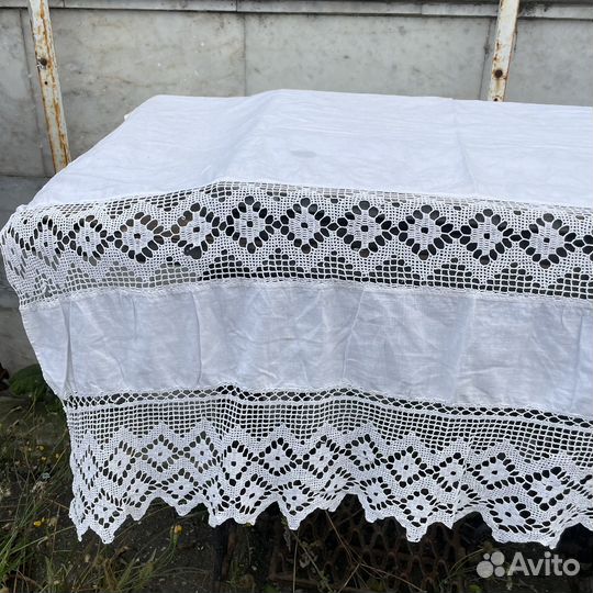 Подзор старинный для кровати домотканый хлопок