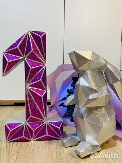 Полигональная цифра / буква Паперкрафт