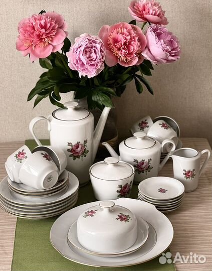 Сервиз чайный Роза Kahla GDR Винтаж