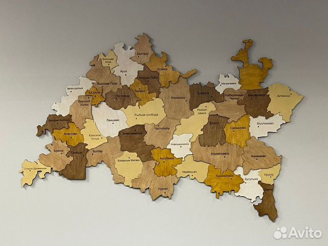 Карта Татарстана из дерева