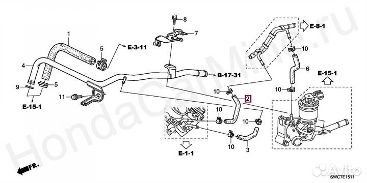 Шланг дроссельной заслонки вход Honda CR-V 3