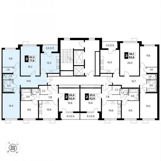 3-к. квартира, 77,8 м², 13/14 эт.