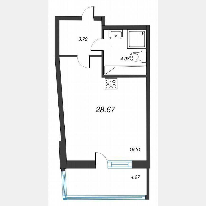 Квартира-студия, 32,2 м², 16/22 эт.