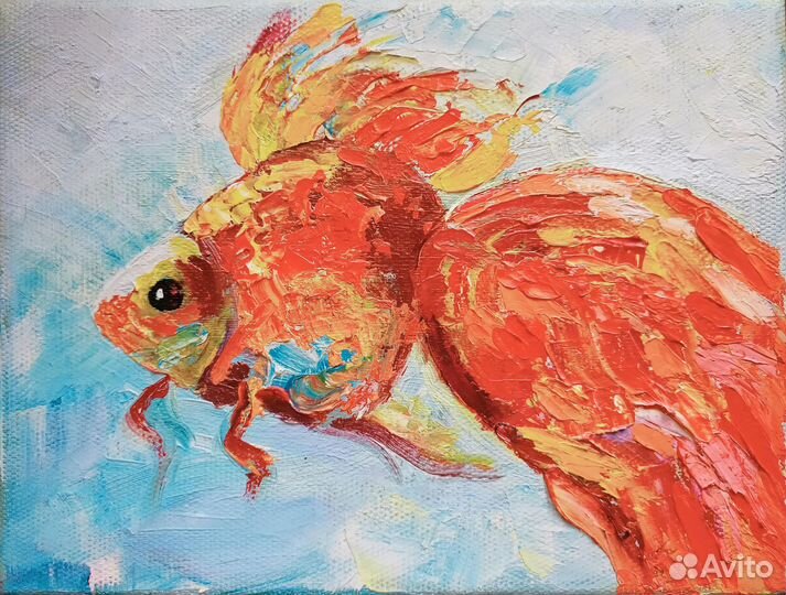 Картина Золотая рыбка 18х24см. Масло