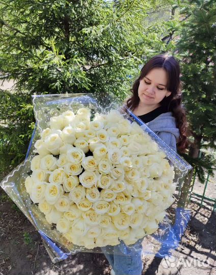 Роза белая Эквадор, букет из белых роз В омске