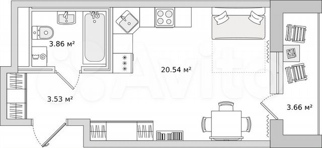 Квартира-студия, 27,9 м², 7/21 эт.