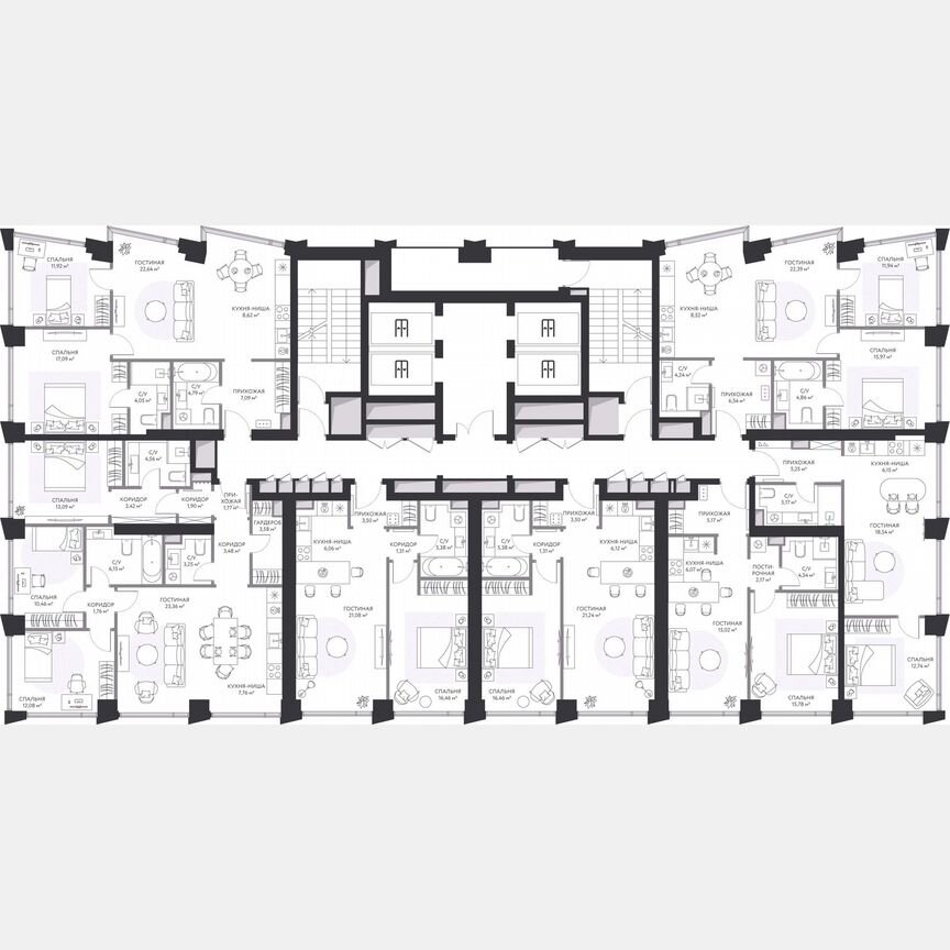 1-к. квартира, 54,3 м², 2/41 эт.