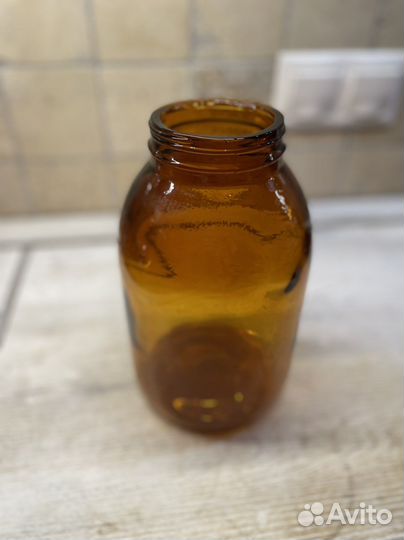 Банка Реактив с крышкой, банка из цветного стекла