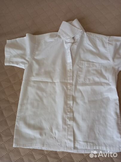 Белая рубашка на мальчика, рост 116-122