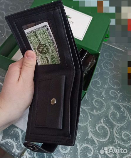 Набор ремень и портмоне мужское