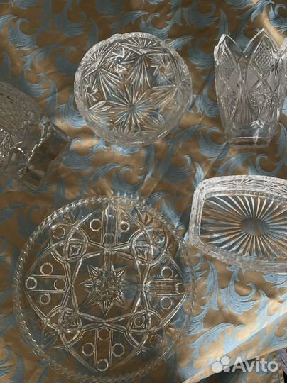 Хрустальная ваза, блюдо, салатники