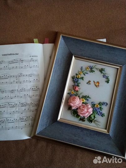 Картина, вышивка шелковыми лентами