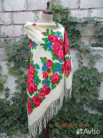 Платок (шаль) павловопосадский, СССР, винтаж