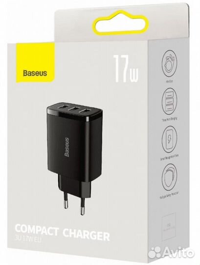 Сетевое зар. устр. Baseus Compact 17W 3USB