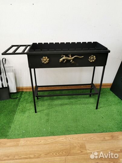 Мангал разборный 3 мм усиленный бортами + полка +