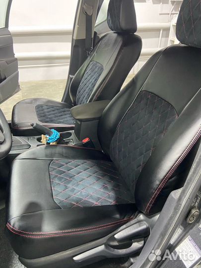 Чехлы LADA Granta11-18красный ромб комбинированные