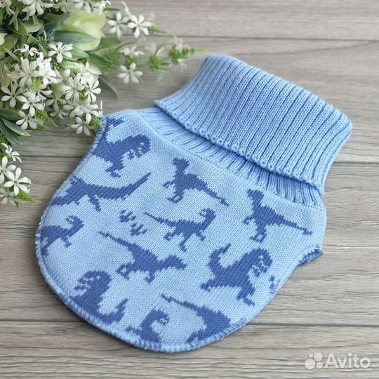 Тёплая вязаная манишка с флисовым подкладом