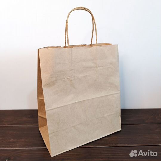 Крафт пакет с крученой ручкой - 22х12х25 см