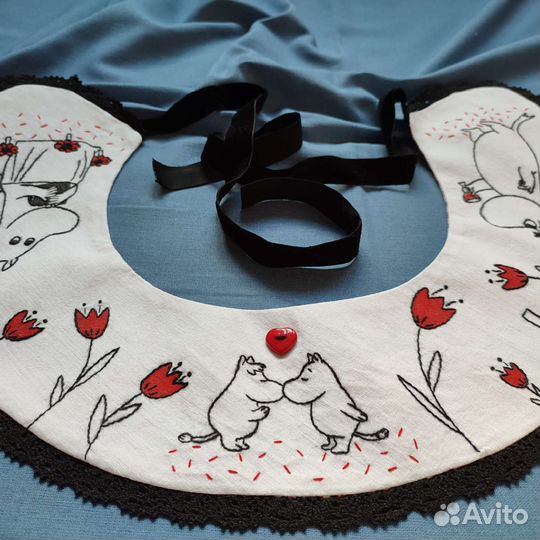 Съемный воротничок ручная работа муми-тролль