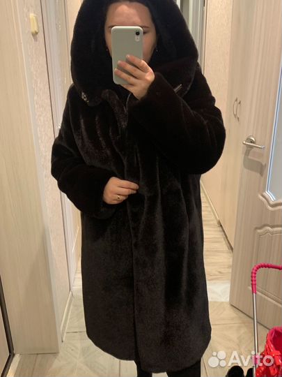 Шуба норковая с капюшоном 52 размер
