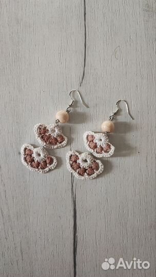 Серьги из ниток вязанные крючком