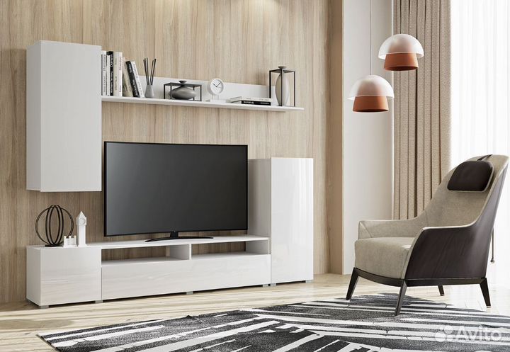 Стенка Лира белый глянец