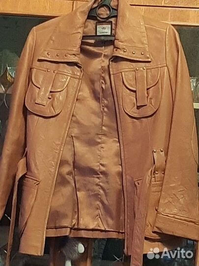 Куртка кожаная женская коричневая