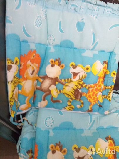 Бортики в кроватку 4 шт, балдахин