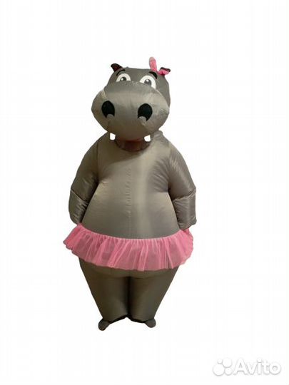 Карнавальный надувной костюм ростовая кукла Бегемо