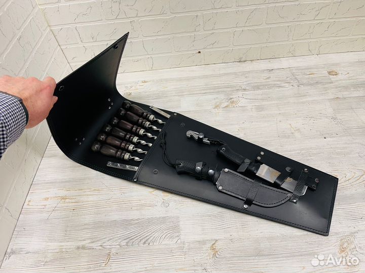 Набор шампуров Кизляр в кожаном чехле 12 предметов