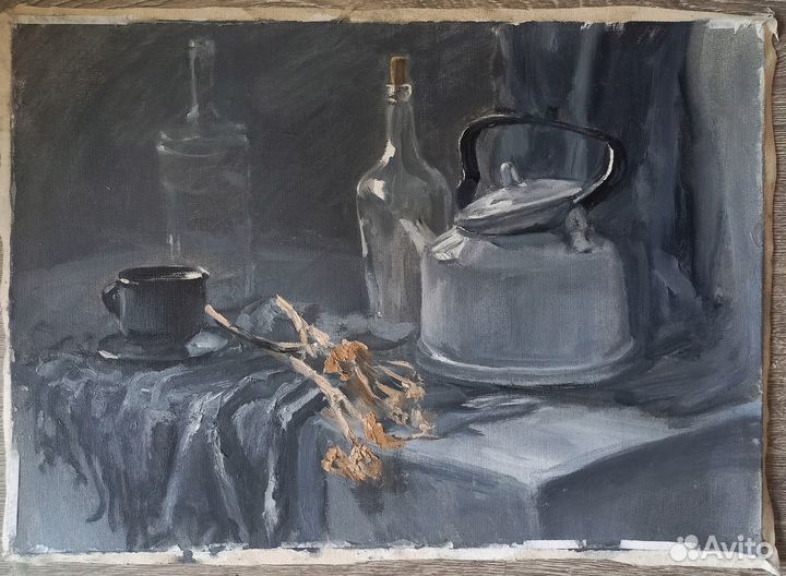 Картина. Натюрморт маслом гризайль