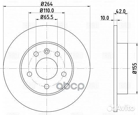 Диск тормозной opel astra H 04- зад. DF210203 T