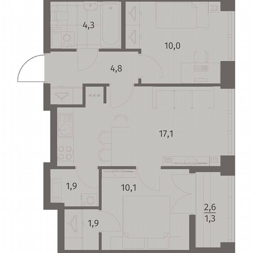 2-к. квартира, 51,4 м², 9/11 эт.