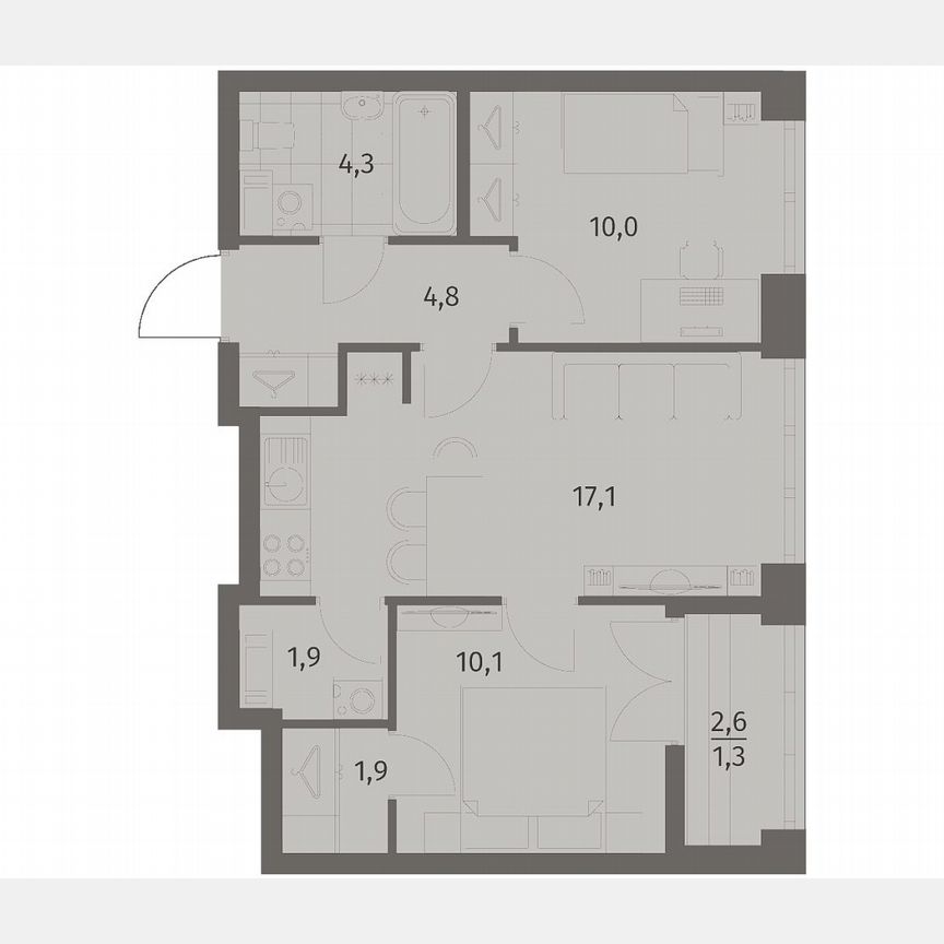 2-к. квартира, 51,4 м², 9/11 эт.