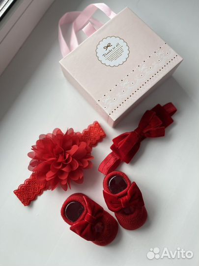 Набор для новорожденной пинетки + повязки