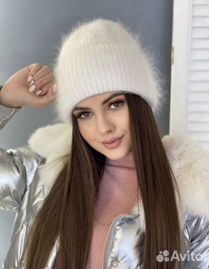 Комплект шапка и снуд из пуха норки