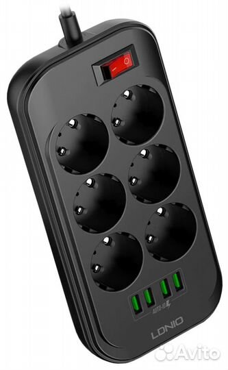 Сетевой фильтр ldnio SE6403 4USB*6 розеток 2м grey