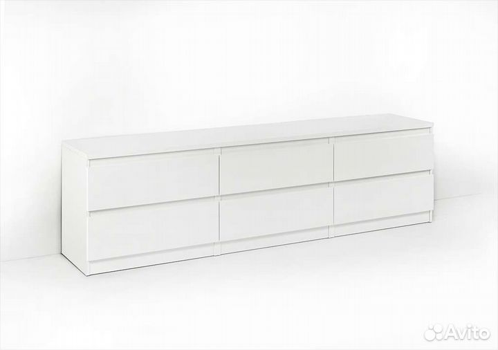 Тумба под тв IKEA 6 ящиков белая, санома