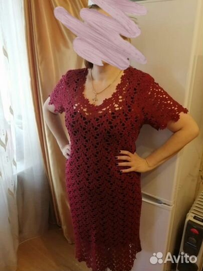 Платье ручная вязка крючком 52-54-56