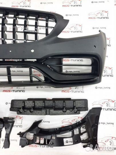 Бампер с решеткой C63 AMG C-Class W205 Рест Black