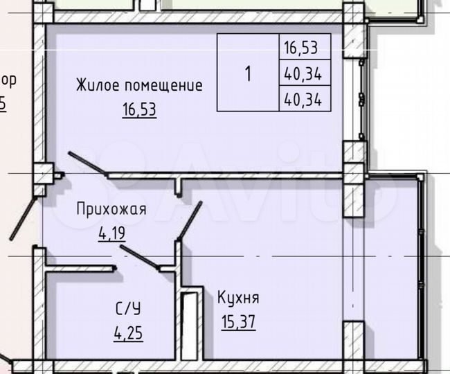 1-к. квартира, 40,3 м², 8/10 эт.