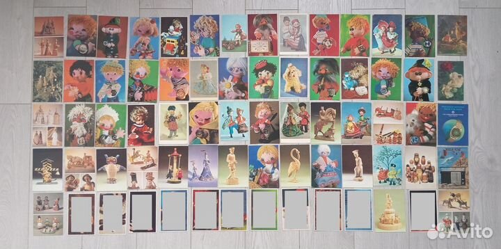 Открытки СССР (реклама, игрушки, стерео, часы)