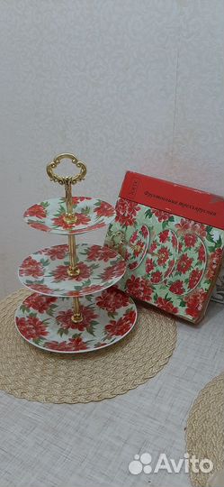 Фруктовница стекло 3 яруса этажерка