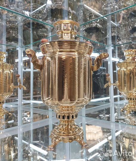 Самовар латунный на дровах. Тульский оригинал