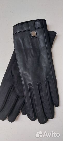 Перчатки комбинир-е велюр с экокожей внутри флис