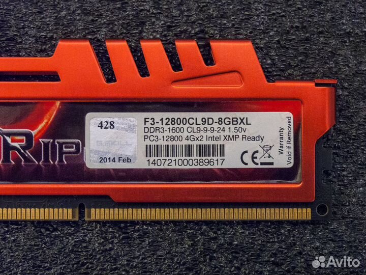DDR3 2x4gb 1600mhz 1rank CL9-9-9-24 RipjawsX