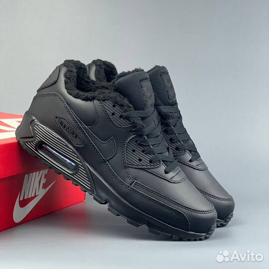 Зимние Nike Air Max 90 Черные с мехом