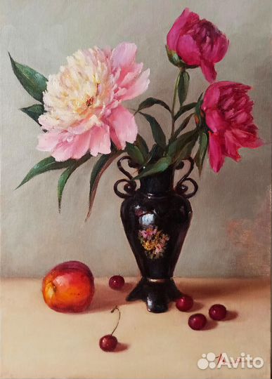 Картина маслом Пионы