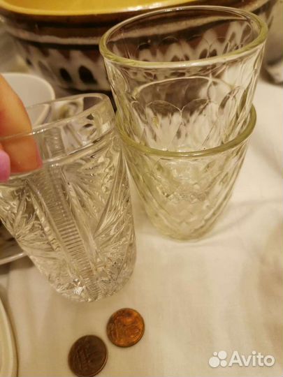 Стопки, стаканы, тарелка керамика СССР