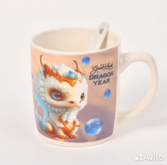 Подарочный набор кружка, ложка, блюдце Дракон